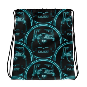 HerJeepLife Neon Sign Drawstring Bag