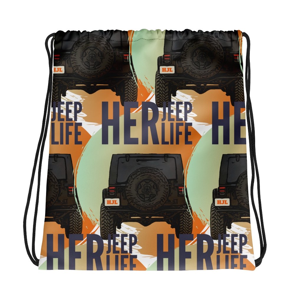 HerJeepLife Retro Orange Sunset Drawstring Bag