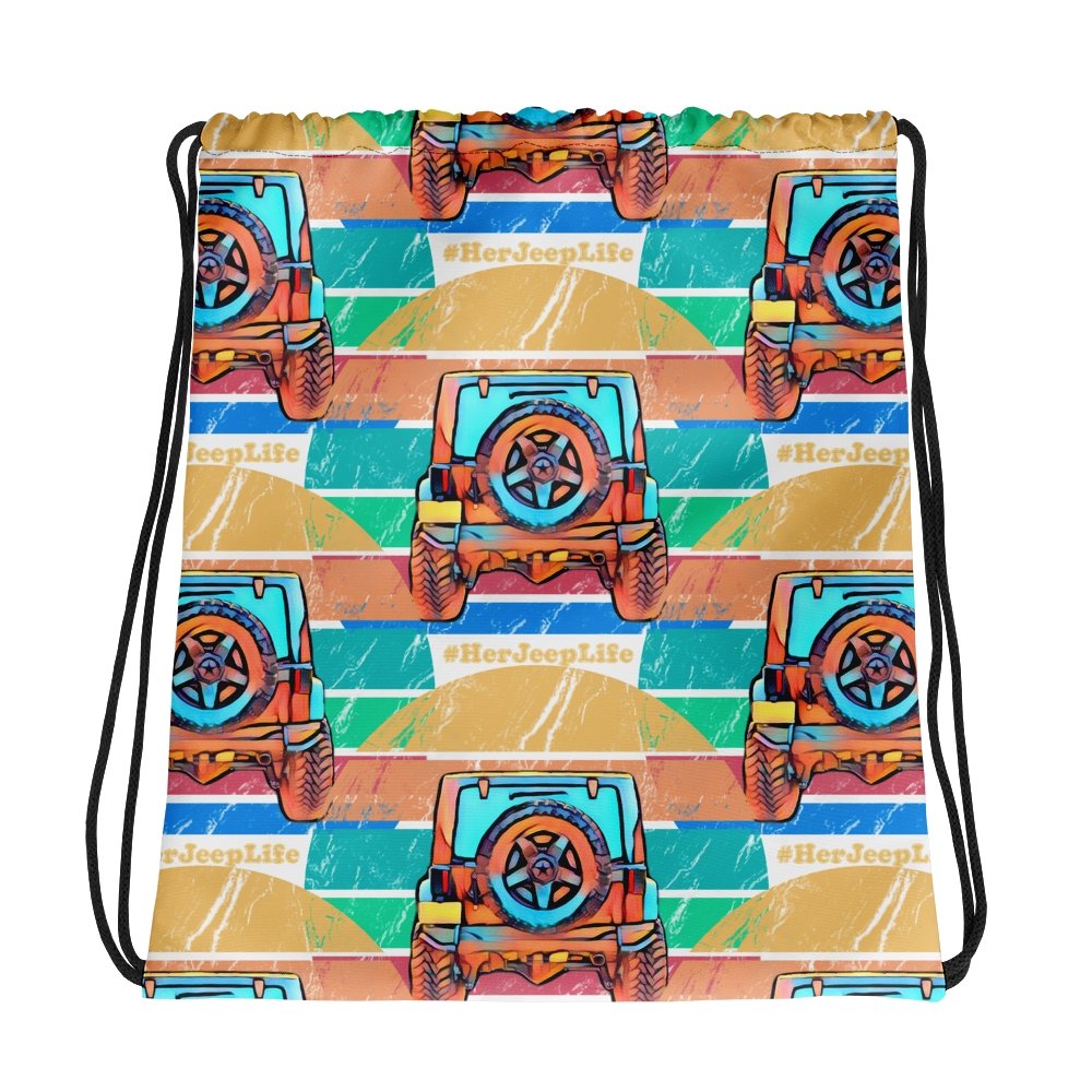 HerJeepLife Vintage Sunset Drawstring Bag