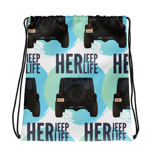 HerJeepLife Retro Blue Sunset Drawstring Bag